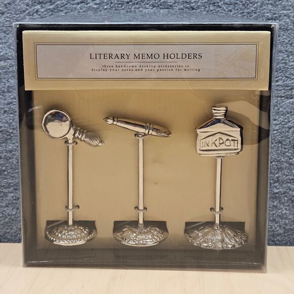 Vintage New Old Stock Barnes and Noble Literary Memo Holder Set Made in India - Picture 1 of 4
